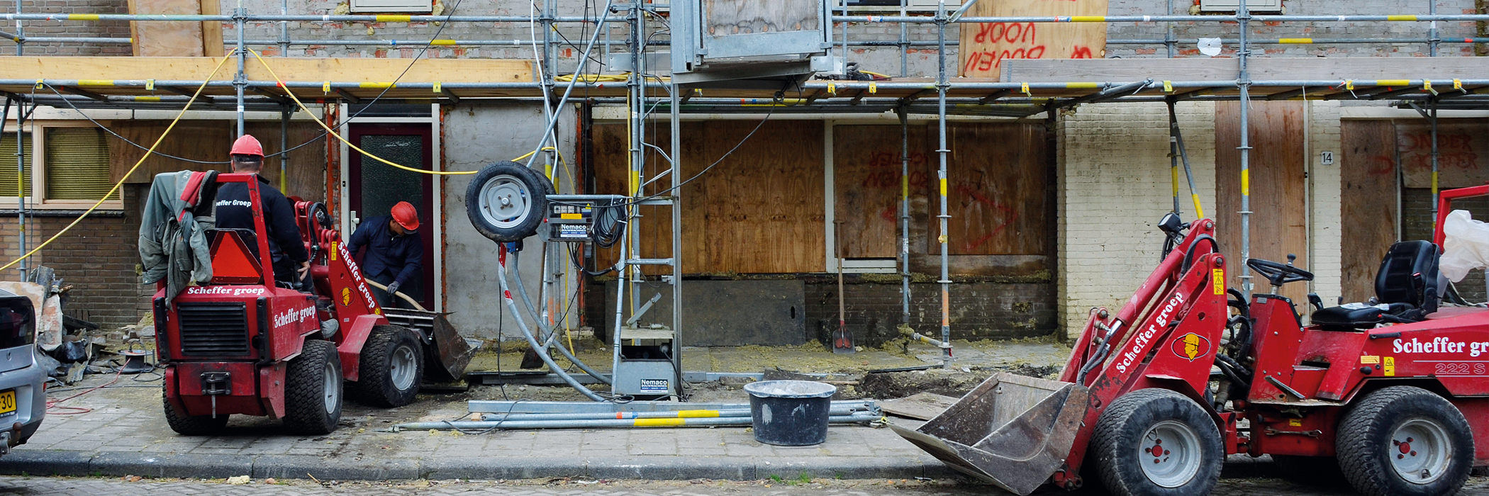 Woningen, die gerenoveerd worden.